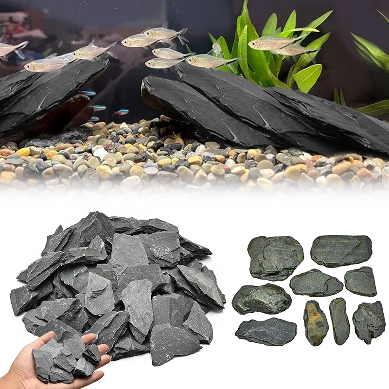 Aquarium Fish Gallery - 500/1000g Aquarium-Landschaftsstein-Set Schieferfelsen Terrarium-Dekorationen Wasserspiel-Zubehör ZYF