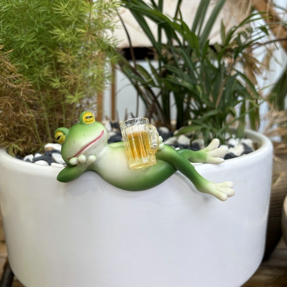Aquarium Fish Gallery - Hängende Blumentopfkante Frosch dekorative Ornamente Harz